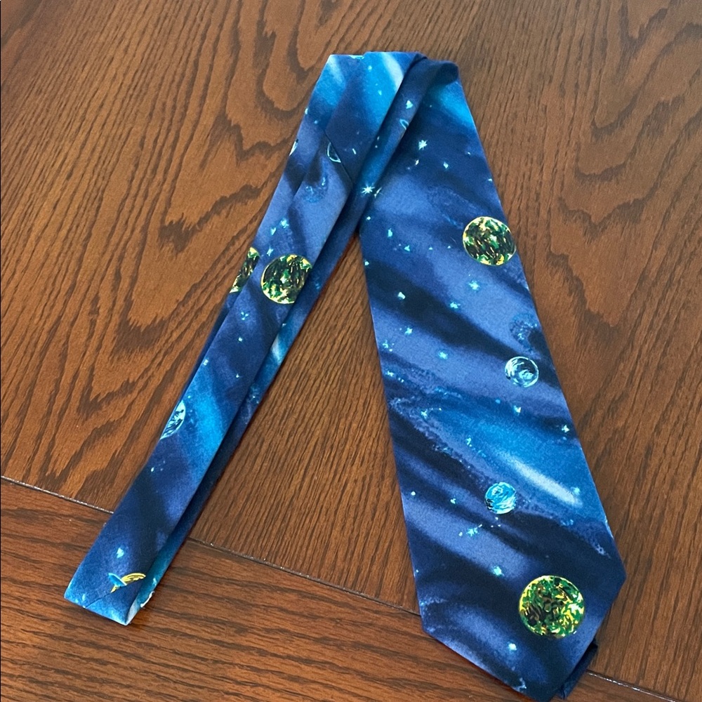 Blue Galaxy Print Tie